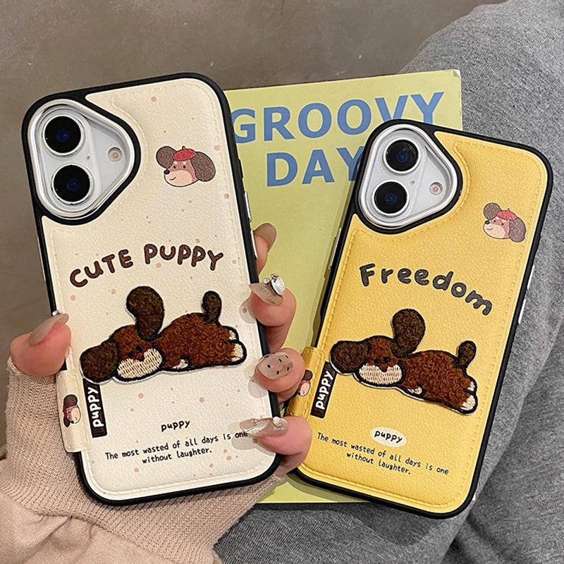 Pup Patch Leather - iPhone Case